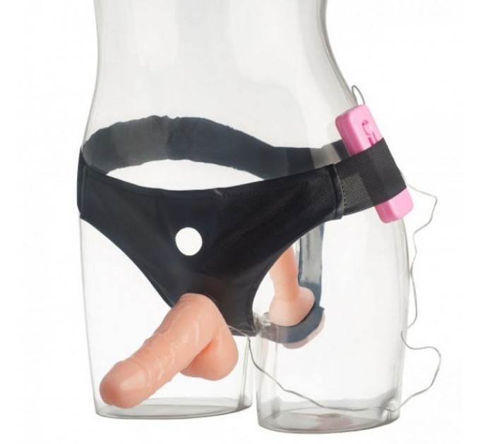 Страпон з пробкою і вібрацією Wearable Dicephalous Solid Dildo