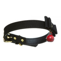Нашийник з бантиком та дзвіночком замшевий DS Fetish Bow and Bell, чорний