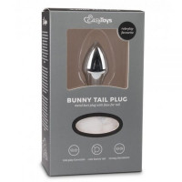 Металлическая анальная пробка с помпоном белый Bunny Tail Plug Easy Toys