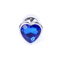 Анальна пробка з синім кристалом у вигляді серця Plug-Jewellery Silver Heart PLUG-Dark Blue
