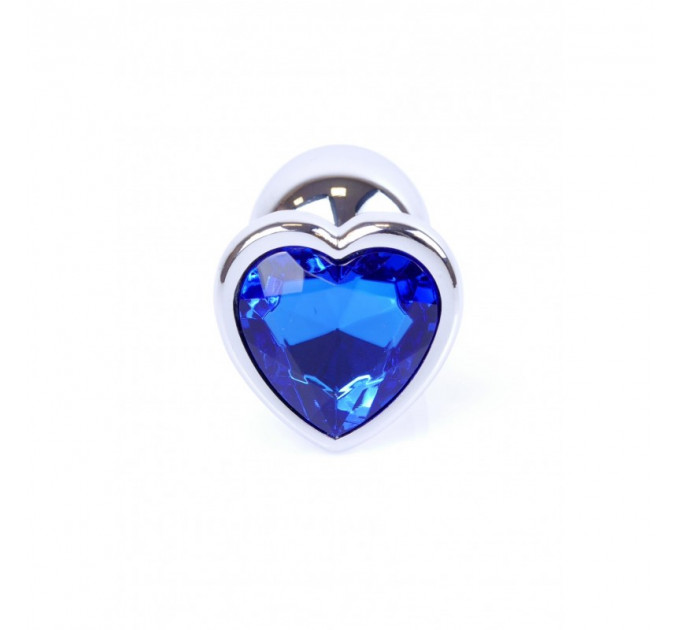 Анальная пробка с синим кристаллом в виде сердца Plug-Jewellery Silver Heart PLUG- Dark Blue