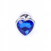 Анальная пробка с синим кристаллом в виде сердца Plug-Jewellery Silver Heart PLUG- Dark Blue