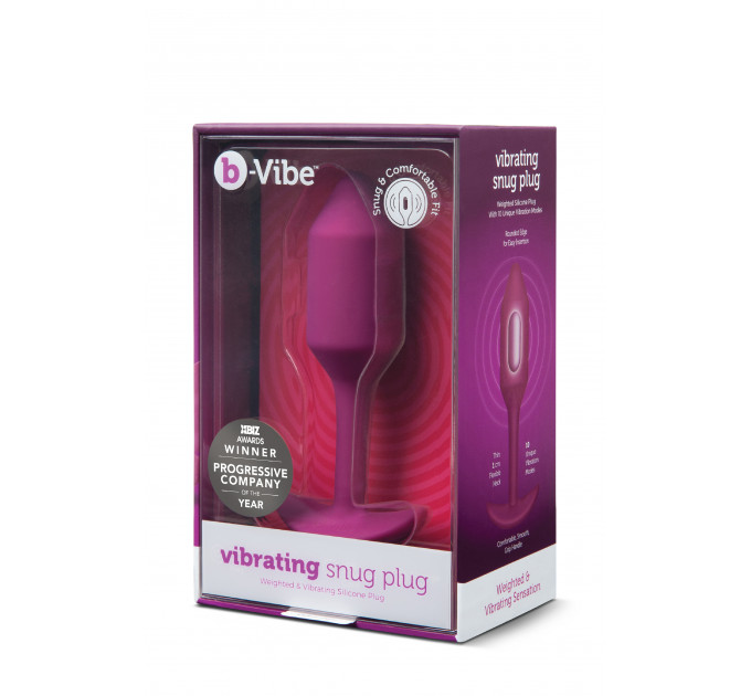 Анальная пробка с вибрацией Snug Plug 2 B-Vibe, силиконовая, розовая