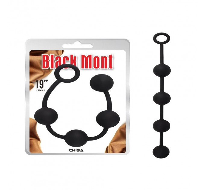 Анальные бусы большие из силикона Chisa Black Mont, черные, 49 см х 4.9 см