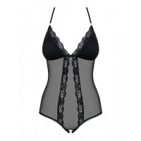 Боди из прозрачной сеточки Obsessive 841-TED-1 с открытым доступом, черный, S/M