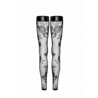 Панчохи Noir Handmade з флористичними візерунками, чорні, XXXL