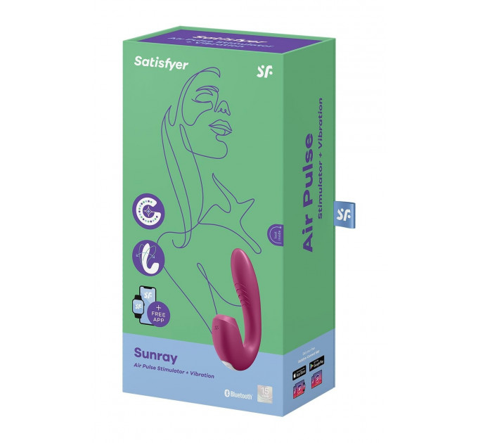 Двойной смарт вибратор с вакуумной стимуляцией Satisfyer Sunray Connect App Berry