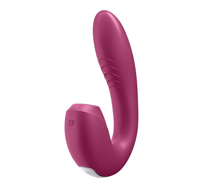 Двойной смарт вибратор с вакуумной стимуляцией Satisfyer Sunray Connect App Berry