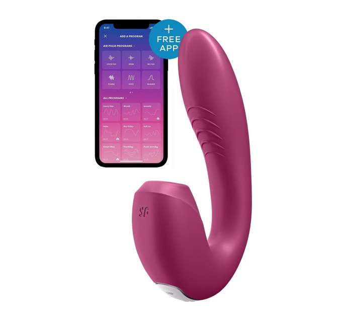 Двойной смарт вибратор с вакуумной стимуляцией Satisfyer Sunray Connect App Berry