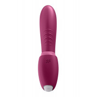 Двойной смарт вибратор с вакуумной стимуляцией Satisfyer Sunray Connect App Berry бордовый