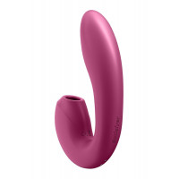 Двойной смарт вибратор с вакуумной стимуляцией Satisfyer Sunray Connect App Berry бордовый