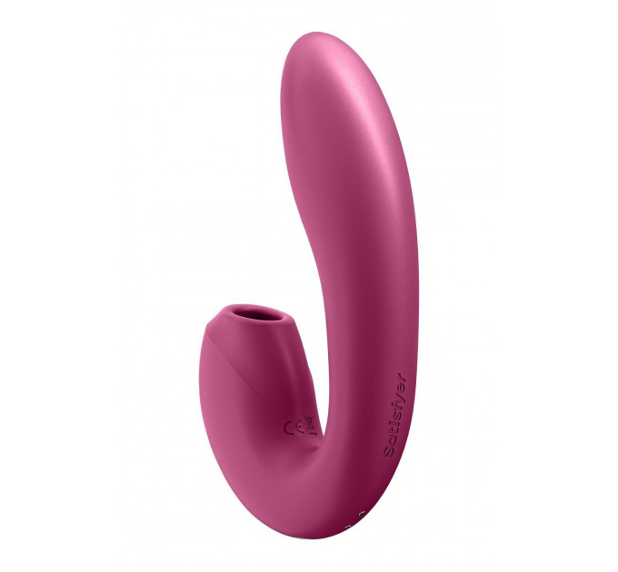 Двойной смарт вибратор с вакуумной стимуляцией Satisfyer Sunray Connect App Berry
