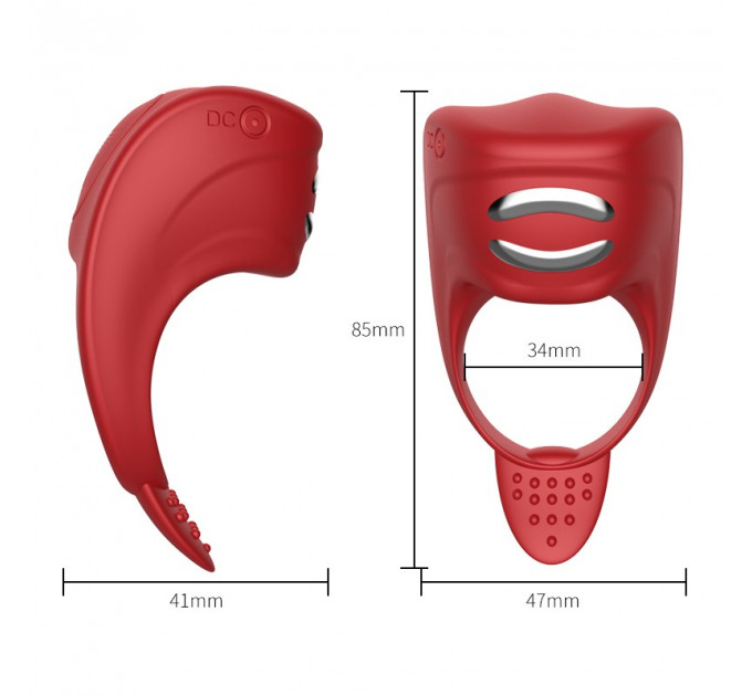 Ерекційне кільце з електростимуляцією Foxshow – Vibrator – Silicone Ring Red USB