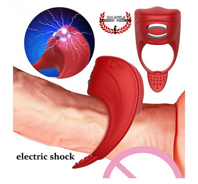 Ерекційне кільце з електростимуляцією Foxshow – Vibrator – Silicone Ring Red USB
