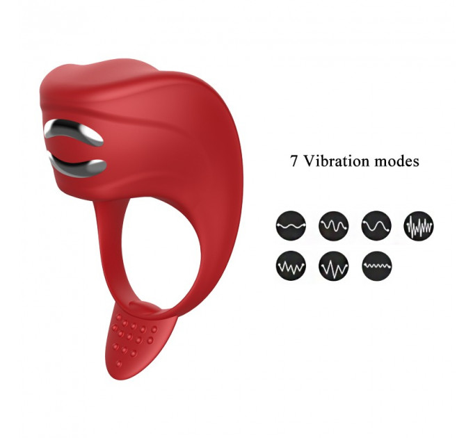 Ерекційне кільце з електростимуляцією Foxshow – Vibrator – Silicone Ring Red USB