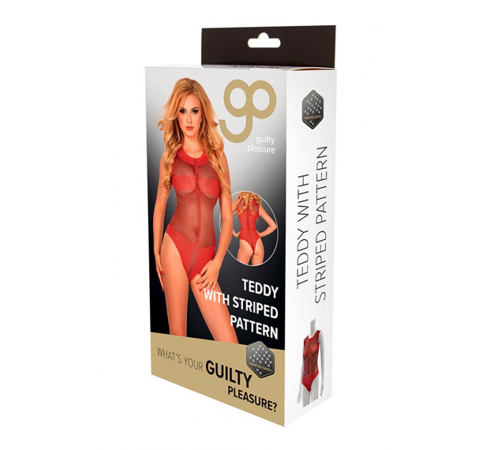 Эротическое боди Guilty Pleasure полупрозрачное, красное, XL