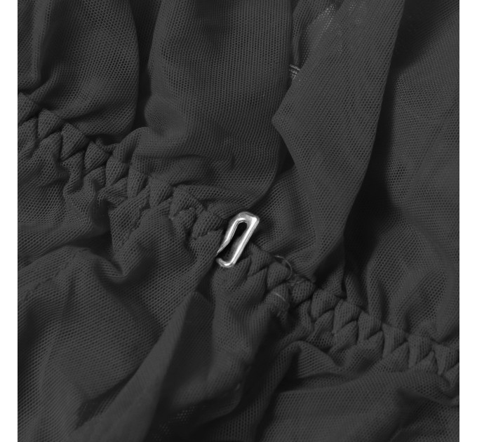 Халат Star Night с кружевом и поясом, черный, XS-S