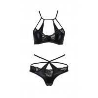 Комплект белья с декоративными эллементами NAVEL SET black S/M - Passion