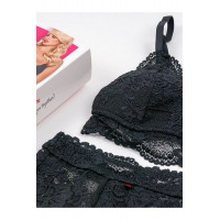 Комплект с поясом для чулок Obsessive 810-SEG-1 3 pcs set black S/M