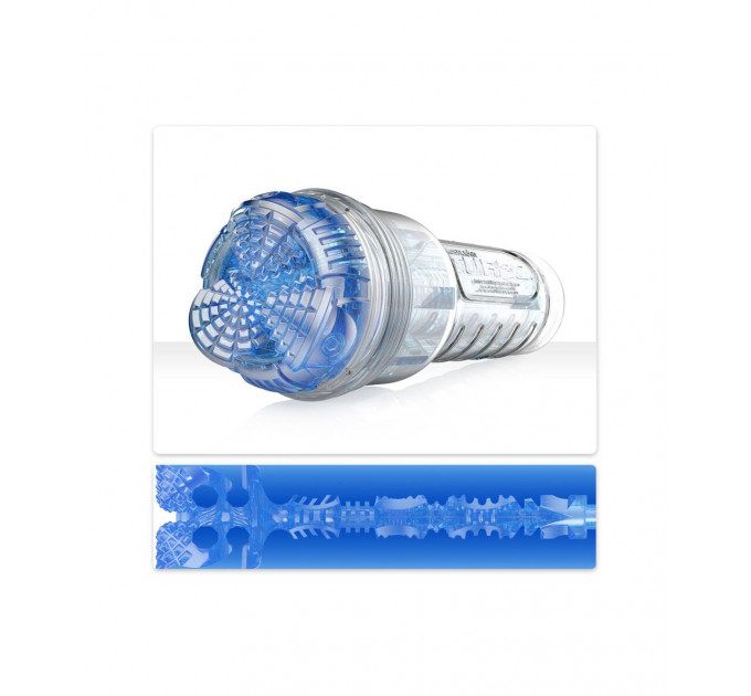 Мастурбатор у колбі з вібрацією та імітацією орального сексу Fleshlight Turbo Core Blue Ice, блакитний