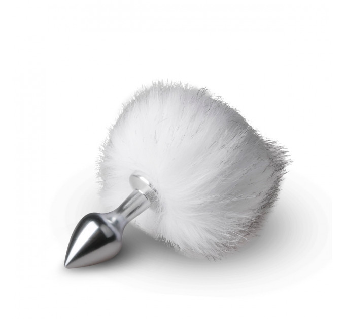 Металева анальна пробка з помпоном білий Bunny Tail Plug Easy Toys