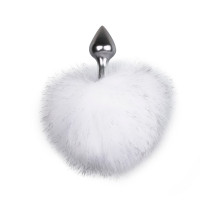 Металлическая анальная пробка с помпоном белый Bunny Tail Plug Easy Toys