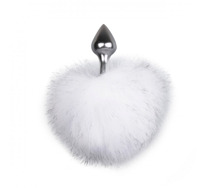 Металева анальна пробка з помпоном білий Bunny Tail Plug Easy Toys