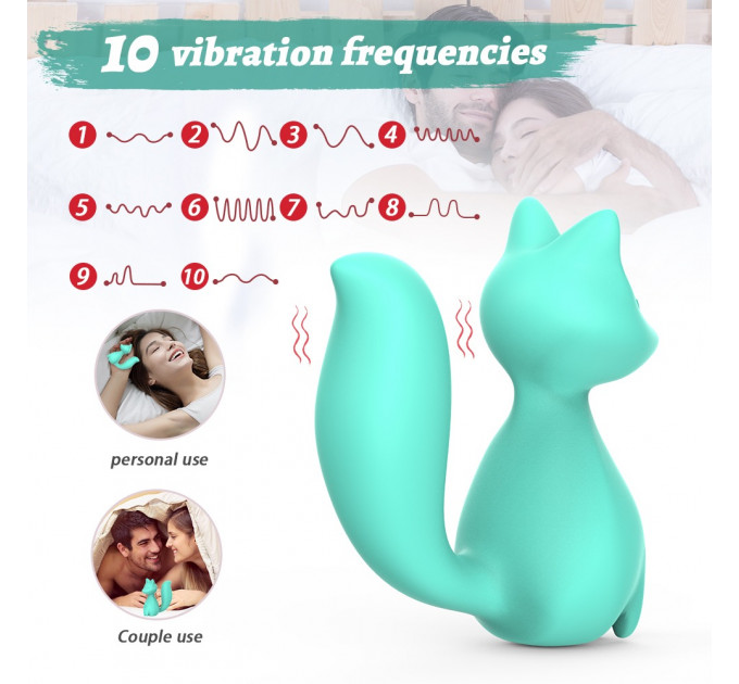 Міні-вібратор кліторальний Every Night Toys Doris у формі лисиці бірюзовий, 10 режимів вібрації