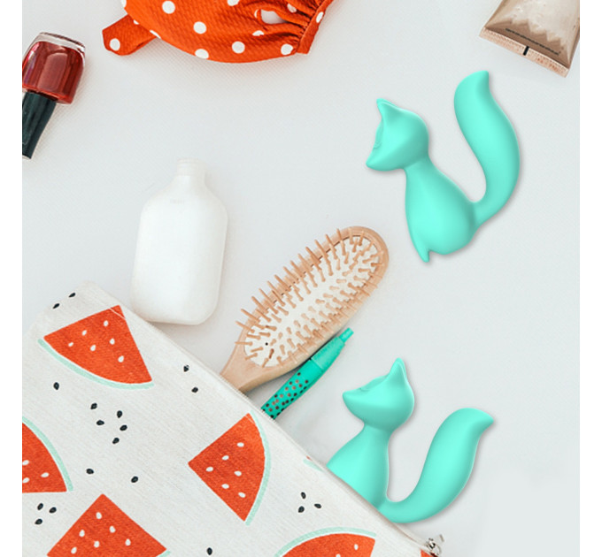 Міні-вібратор кліторальний Every Night Toys Doris у формі лисиці бірюзовий, 10 режимів вібрації