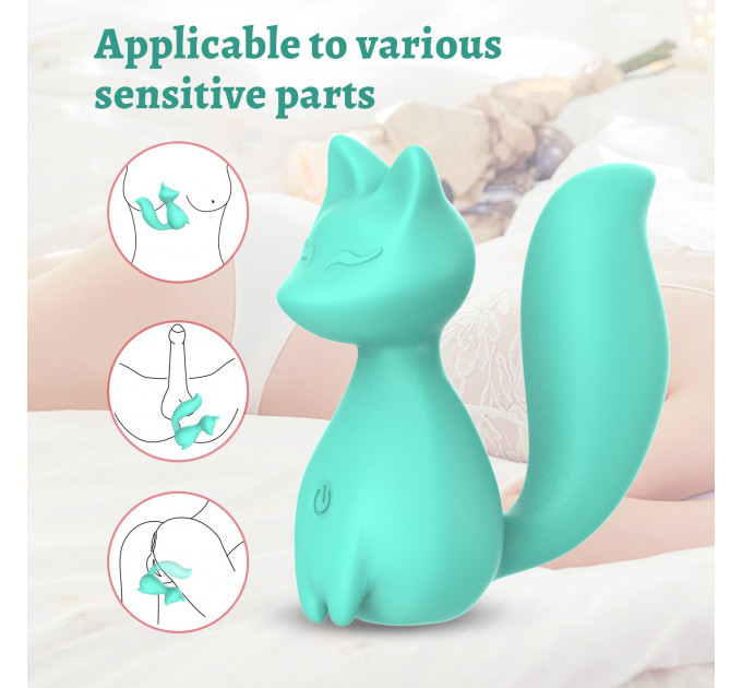 Міні-вібратор кліторальний Every Night Toys Doris у формі лисиці бірюзовий, 10 режимів вібрації