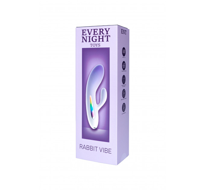 Мини вибратор кролик с цветным светодиодом Every Night Toys, 7 режимов вибрации, сиреневый градиент
