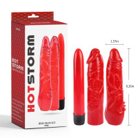 Набір вібратор + 2 насадки Chisa Hotstorm Hers Dildo Kit червоний
