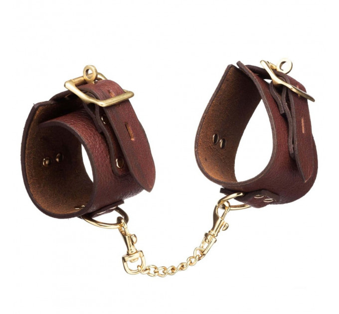 Наручники коричневые DS Fetish из итальянской кожи (Голландия)