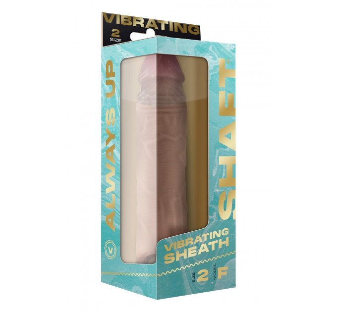 Насадка на пеніс Shaft Vibrating з вібрацією та пультом, бежева, 22.3 см