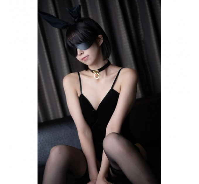Нашийник-чокер з кільцем, італійська шкіра Leather Cosplay Choker UPKO, розмір L