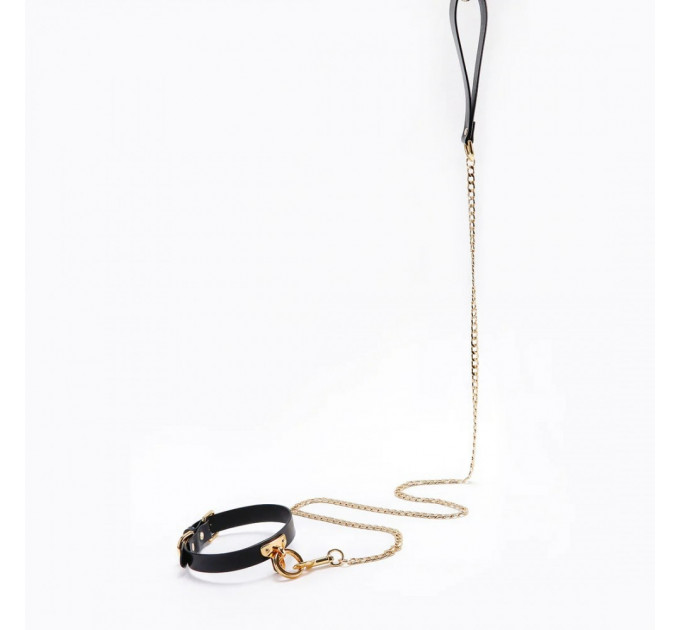 Нашийник-чокер з кільцем, італійська шкіра Leather Cosplay Choker UPKO, розмір L