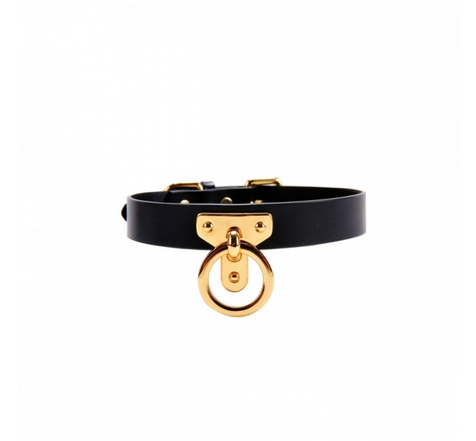 Нашийник-чокер з кільцем, італійська шкіра Leather Cosplay Choker UPKO, розмір L