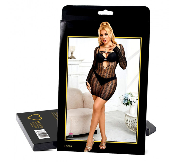 Сукня Star Night у сіточку з візерунками, чорна, XS-M