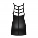 Платье винил Obsessive Leatheria chemise & thong, в комплекте стринги, черный, S/M