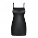 Платье винил Obsessive Leatheria chemise & thong, в комплекте стринги, черный, S/M