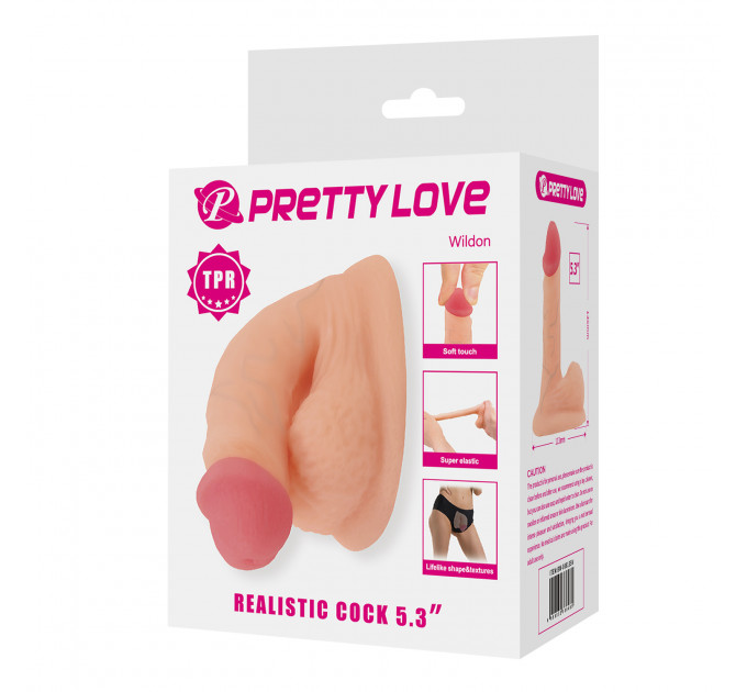 Фаллоимитатор протез PRETTY LOVE реалистичный, эластичный, светлый беж, 13 см