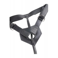 Ремінна чорна збруя Pipedream King Cock Strap-On Harness з реалістичним фалоімітатором, 20 см