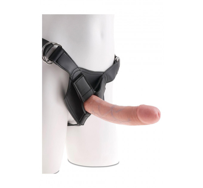 Ременная черная сбруя Pipedream King Cock Strap-On Harness с реалистичным фаллоимитатором, 20 см
