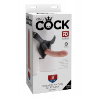Ременная черная сбруя Pipedream King Cock Strap-On Harness с реалистичным фаллоимитатором, 20 см