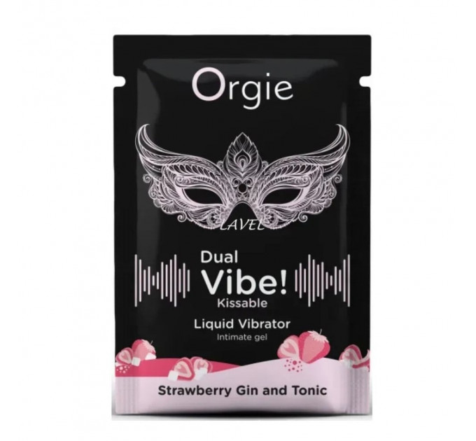 САШЕТ/Рідкий вібратор Orgie DUAL VIBE коктейль Джин-тонік полуниця, 1 мл