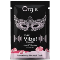 САШЕТ/Рідкий вібратор Orgie DUAL VIBE коктейль Джин-тонік полуниця, 1 мл