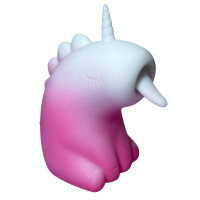 Стимулятор клітора з довгим обертовим язичком UNIVIBE Єдиноріг, 10 режимів, градієнт біло-рожевий