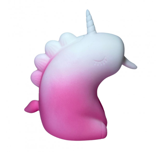 Стимулятор клитора с длинным вращающимся язычком UNIVIBE Единорог, 10 режимов, градиент бело-розовый