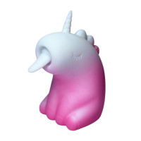 Стимулятор клітора з довгим обертовим язичком UNIVIBE Єдиноріг, 10 режимів, градієнт біло-рожевий