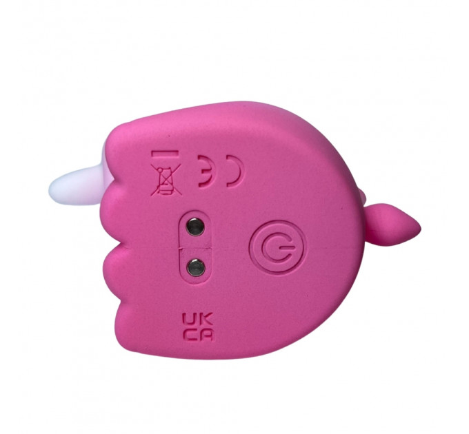 Стимулятор клитора с длинным вращающимся язычком UNIVIBE Единорог, 10 режимов, градиент бело-розовый